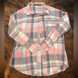 SHEIN Pink and Gray Plaid Kids Button Down Shirt